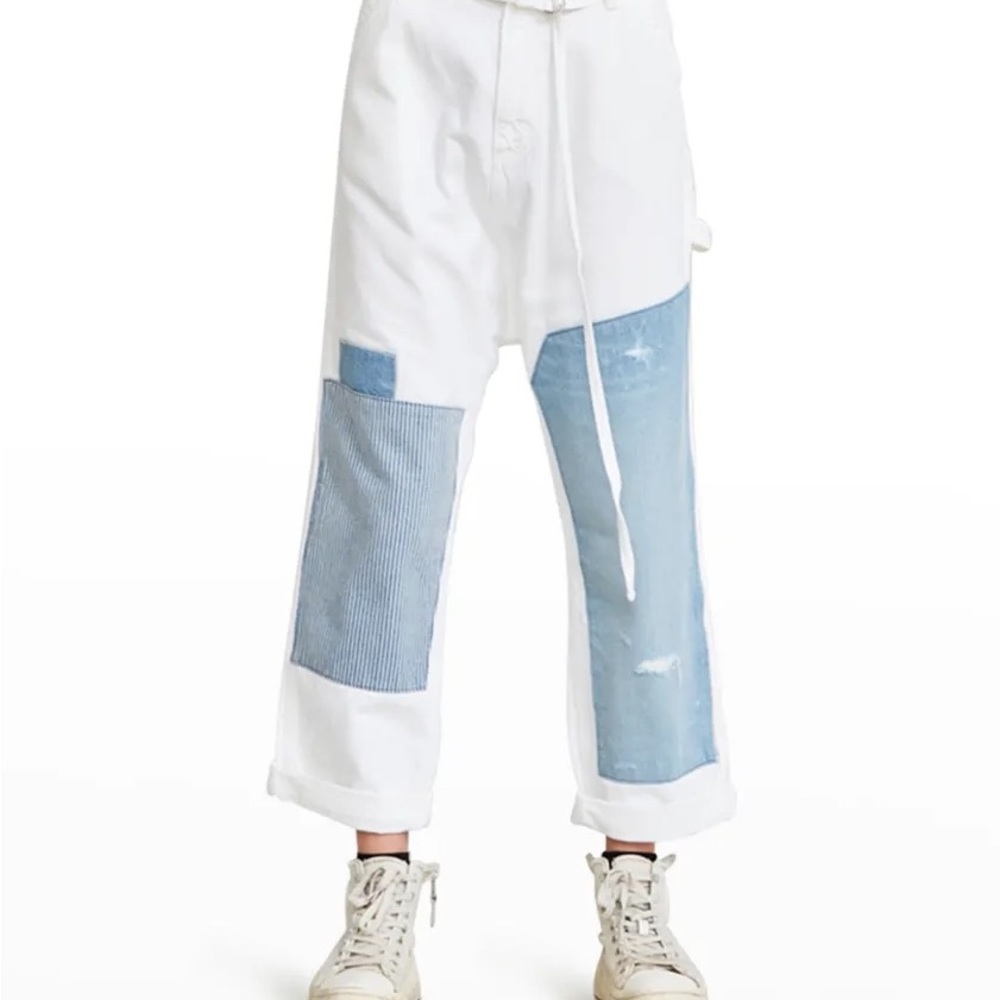 NWT The Denimist Work Wear Carpenter Drop Denim Double Knee Jeans White